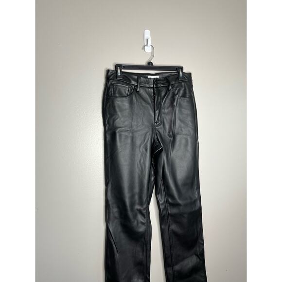 Good American Black Better Than Leather Good Icon Straight Leg Womens Pants 10 - Picture 5 of 9